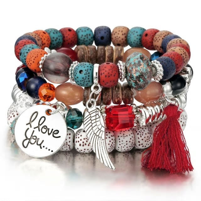 Multi-Layer Beaded Wing Bracelet - Various