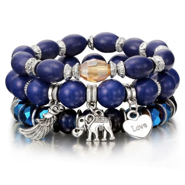 Wing, heart and elephant multi-layer bracelet - Various