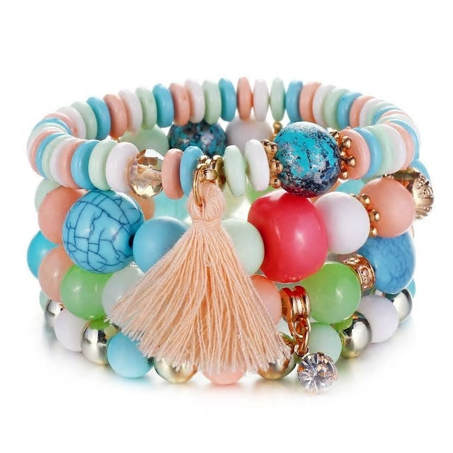 Cubic Zirconia Multi-Layer Beaded Bracelet - Various