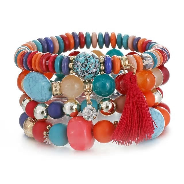 Cubic Zirconia Multi-Layer Beaded Bracelet - Various
