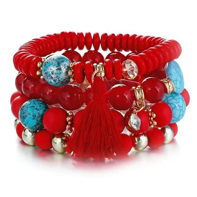 Cubic Zirconia Multi-Layer Beaded Bracelet - Various