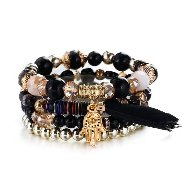 Fatima's Palm Multi-Layer Beaded Bracelet - Various