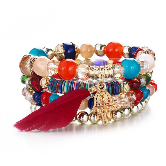 Fatima's Palm Multi-Layer Beaded Bracelet - Various