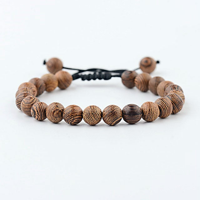 Natural Wood Bead Adjustable Bracelet - Various