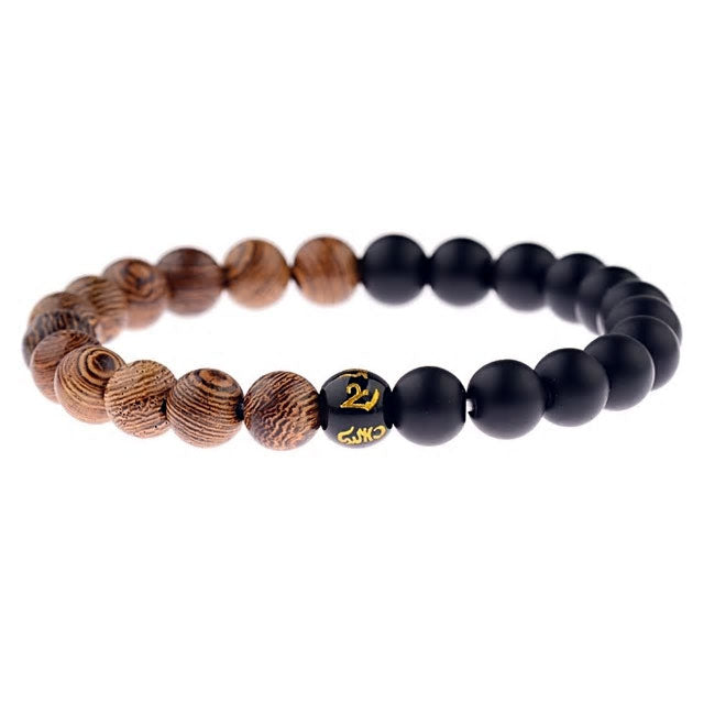 Natural Wood & Stone Bead Bracelet - Various