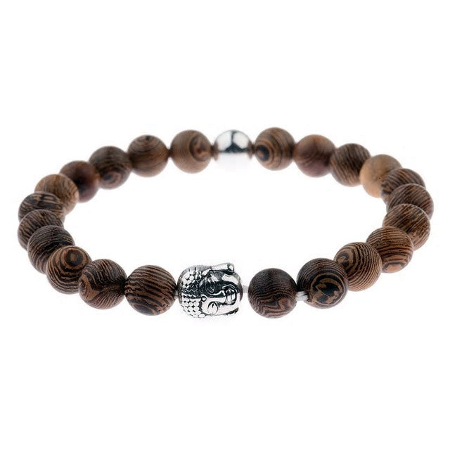 Natural Wood Bead Buddha Bracelet - Various