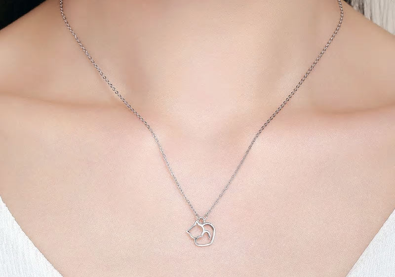 Sterling Silver Lovely Cat Hypoallergenic Necklace