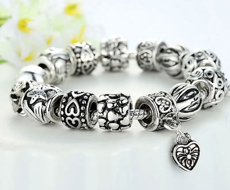 Copper Heart Antique Charm Bracelet