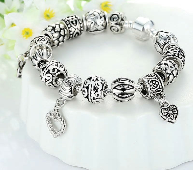 Copper Heart Antique Charm Bracelet