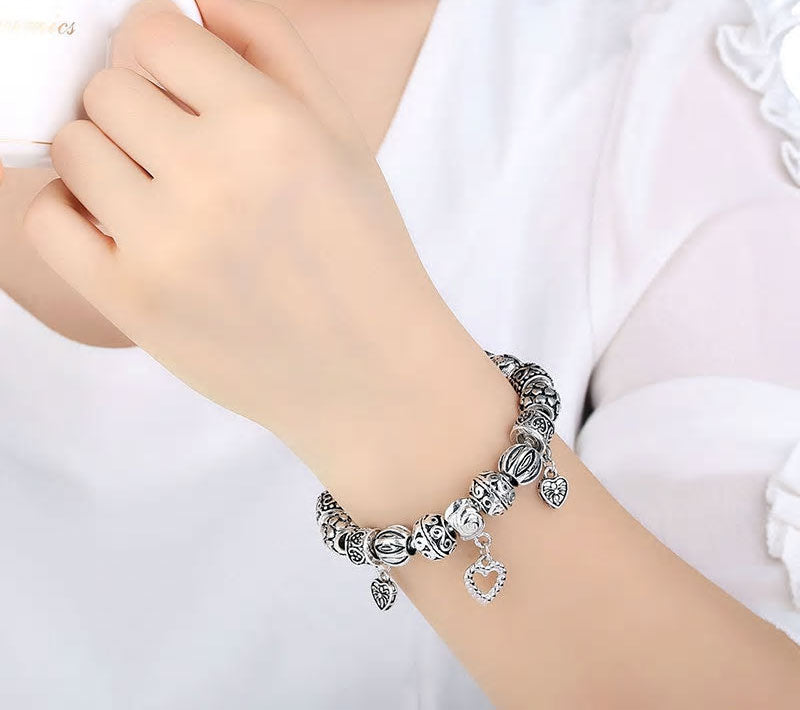 Copper Heart Antique Charm Bracelet