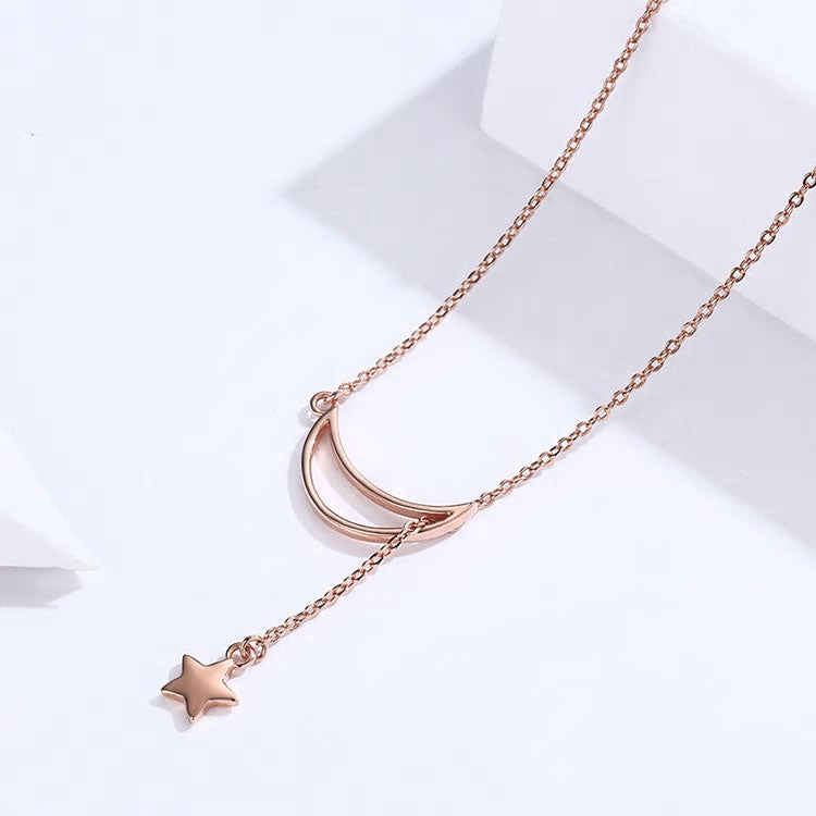 Sterling Silver Moon & Star Hypoallergenic Necklace
