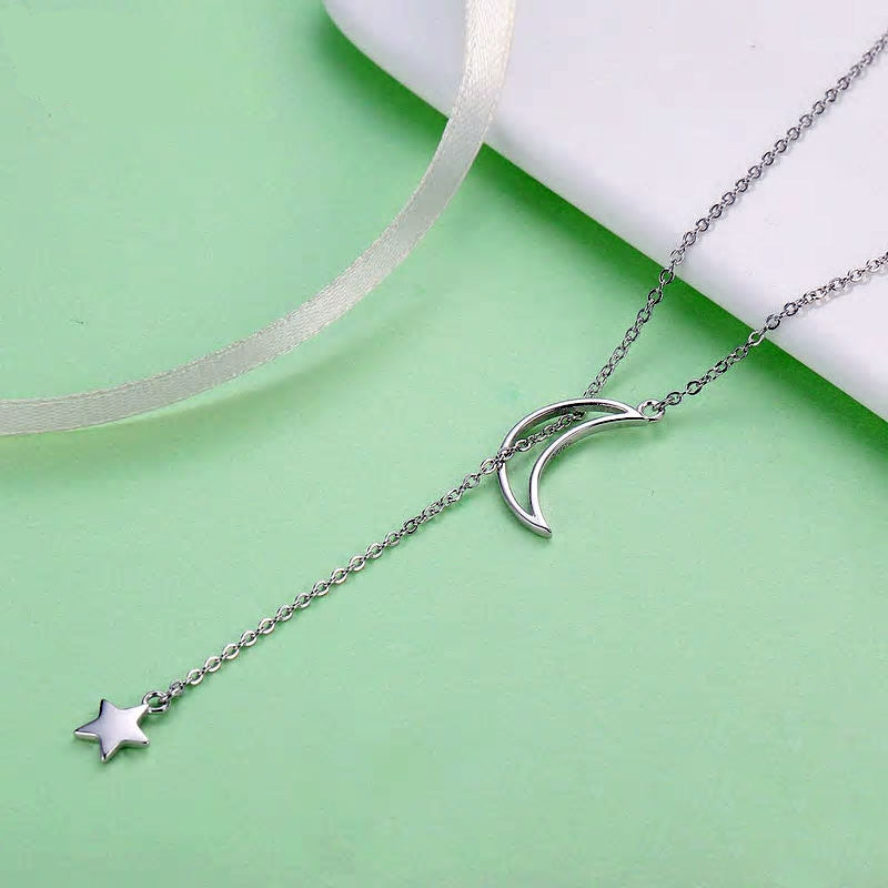 Sterling Silver Moon & Star Hypoallergenic Necklace