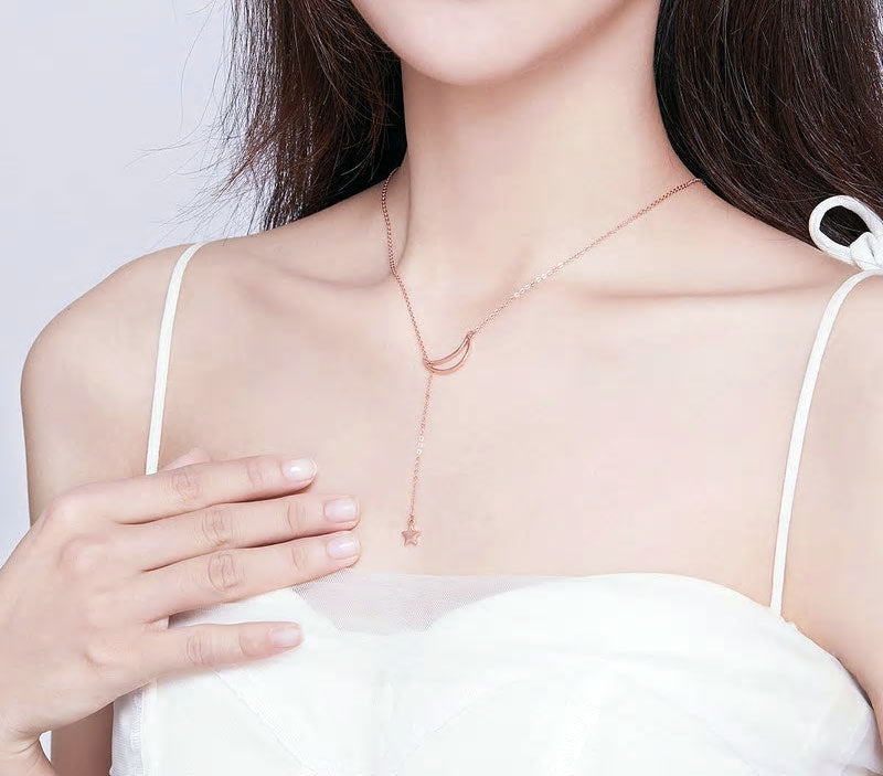 Sterling Silver Moon & Star Hypoallergenic Necklace