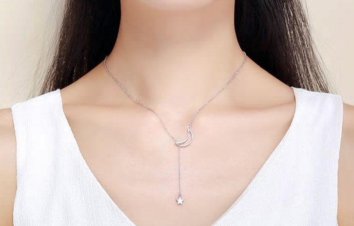 Sterling Silver Moon & Star Hypoallergenic Necklace