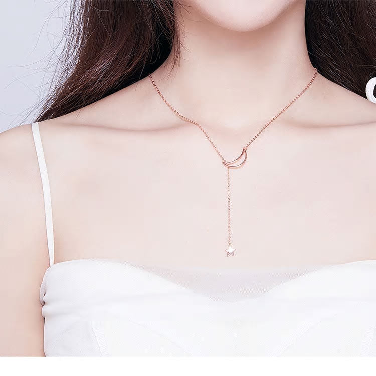 Sterling Silver Moon & Star Hypoallergenic Necklace