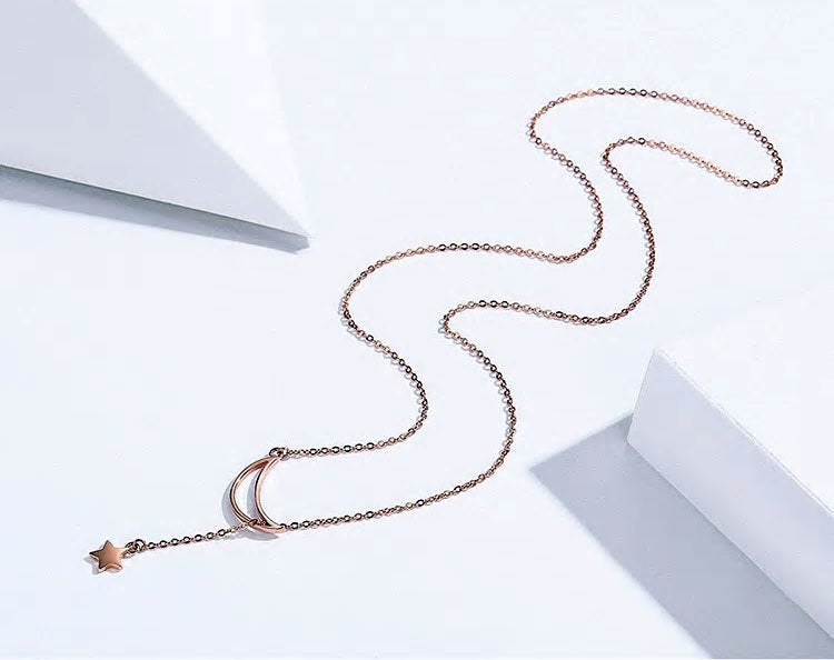 Sterling Silver Moon & Star Hypoallergenic Necklace