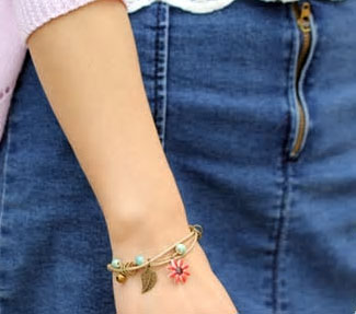 Flower & Leaf Ceramic Rope Bracelet - Various