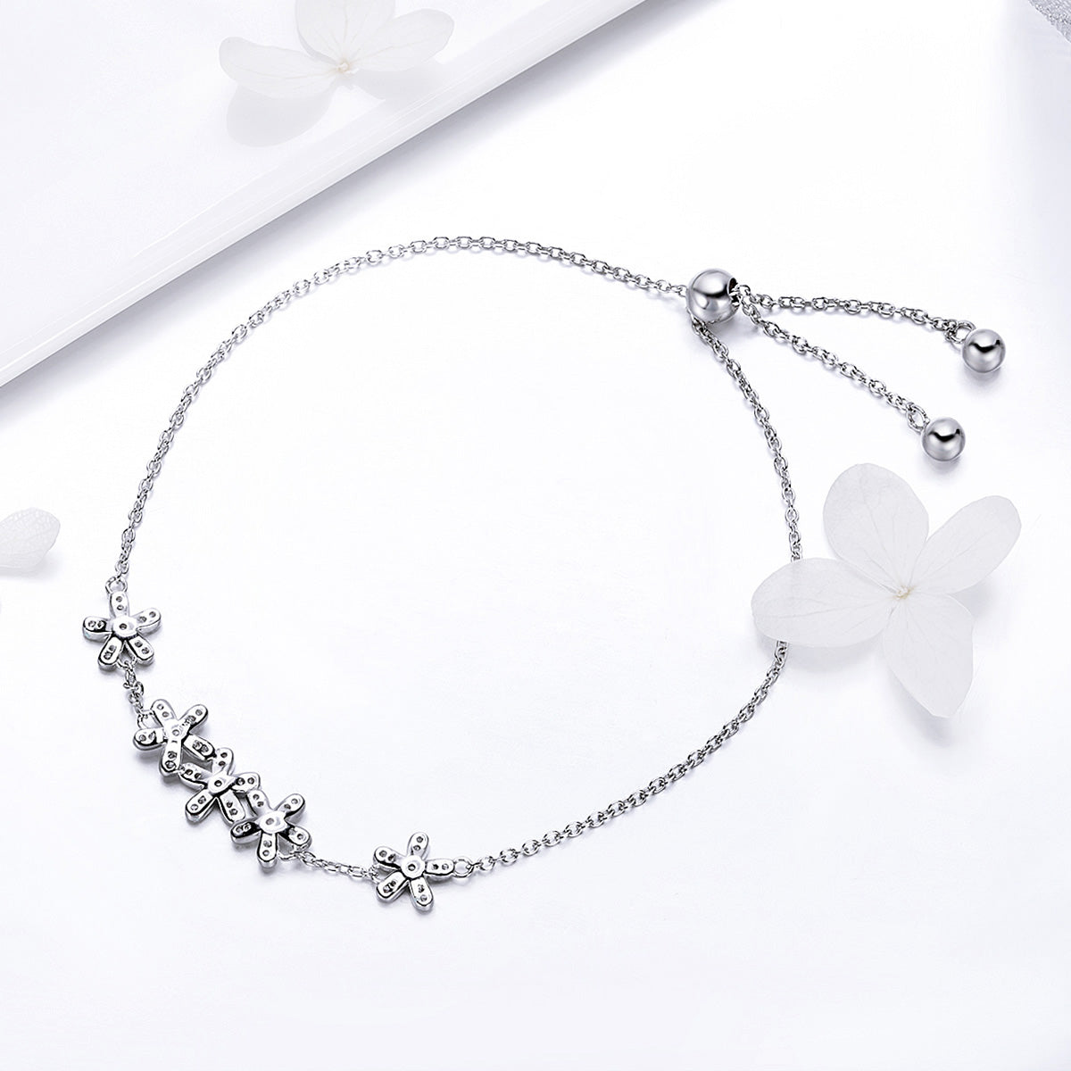 Sterling Silver Floral Hypoallergenic Bracelet