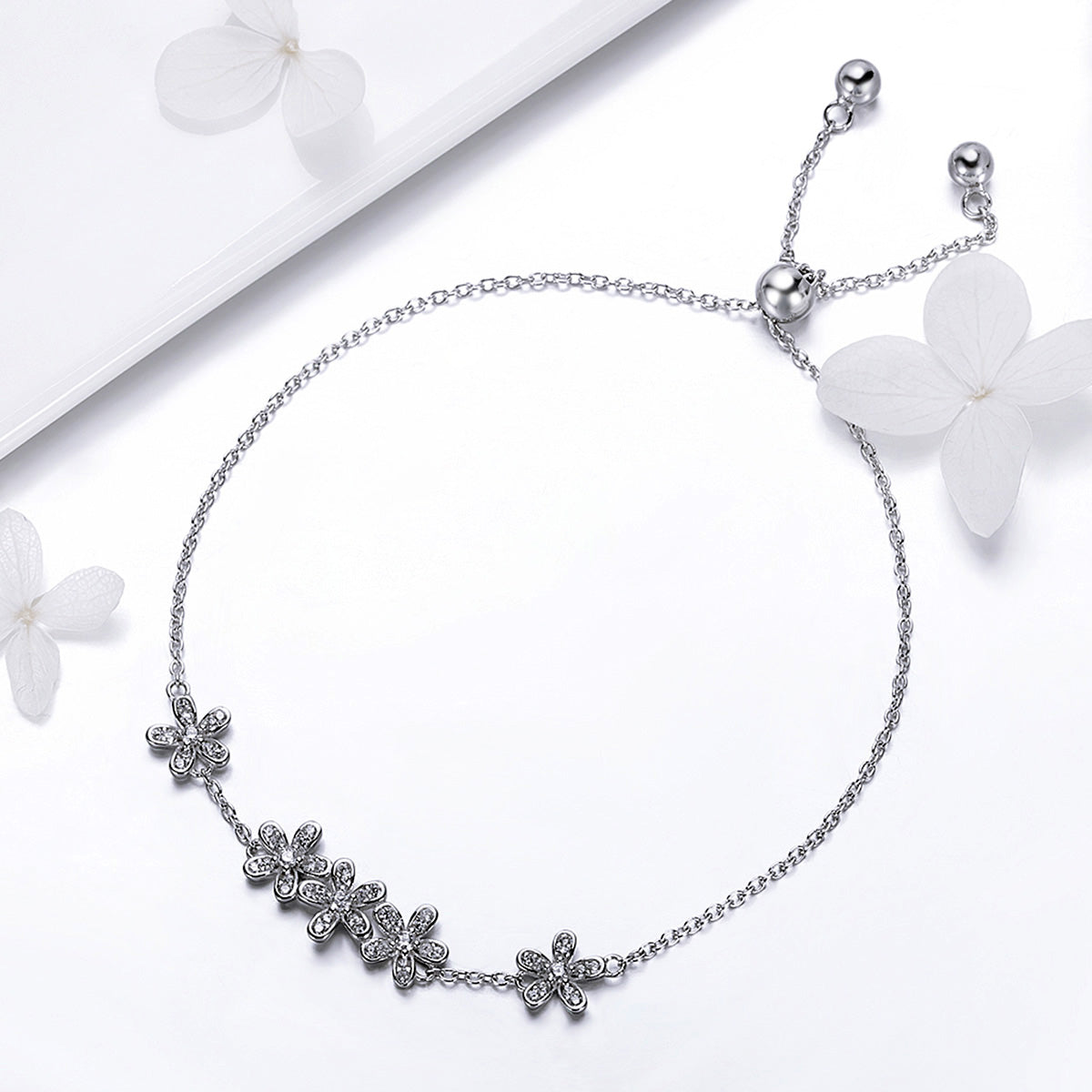 Sterling Silver Floral Hypoallergenic Bracelet
