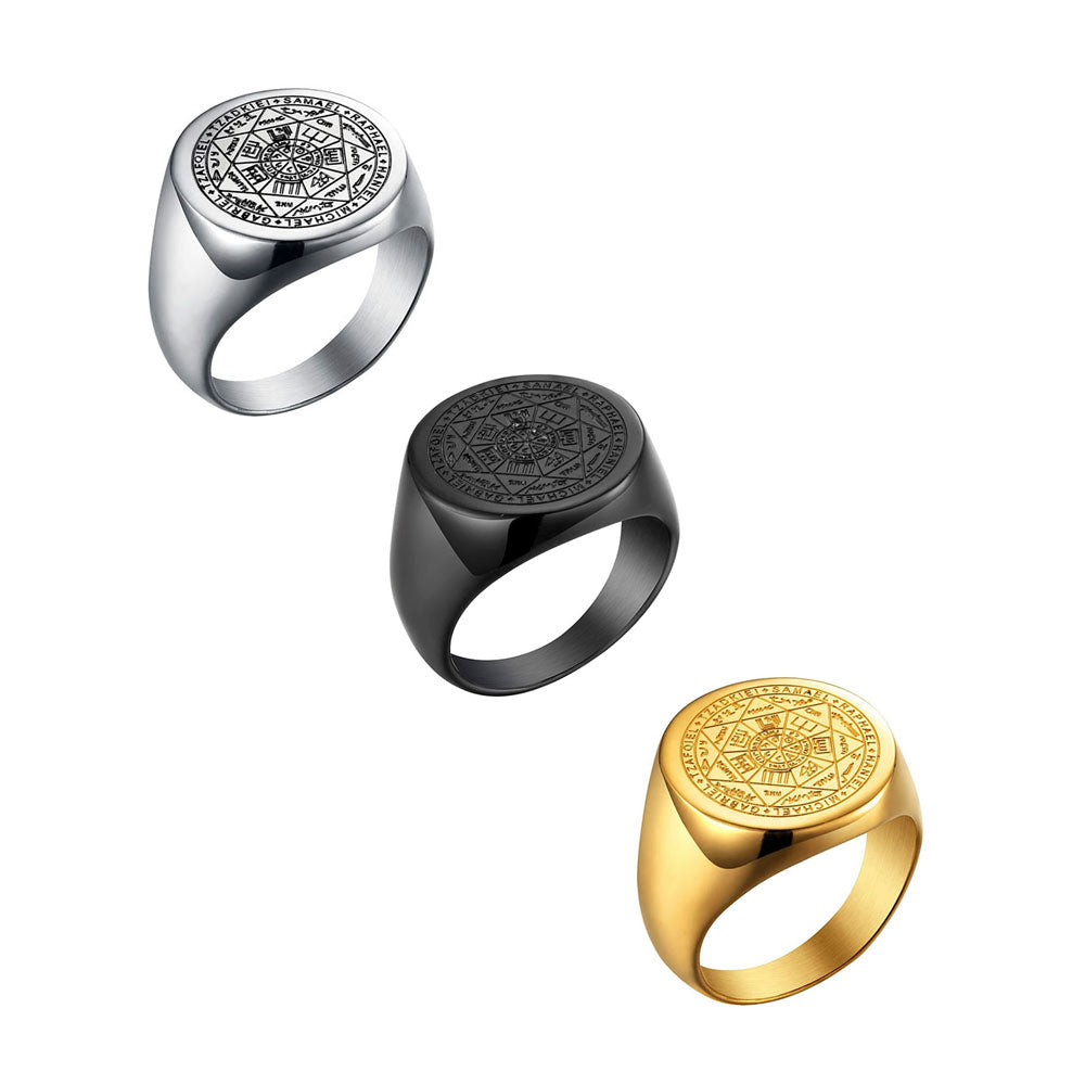 Stainless Steel St. Michael The Archangel Medal Ring