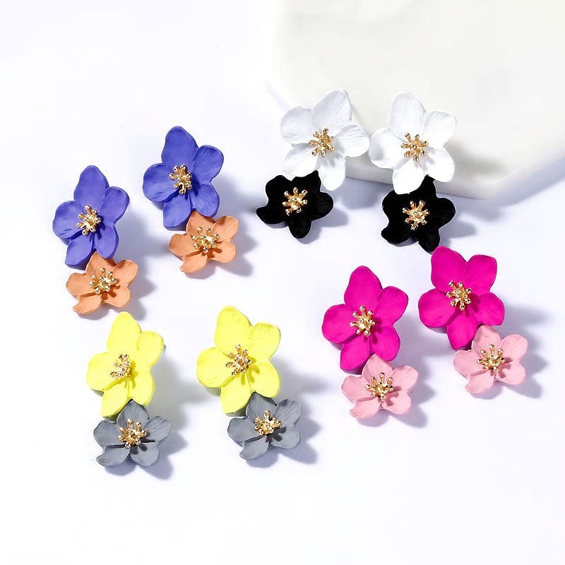 Big Double Flower Earrings