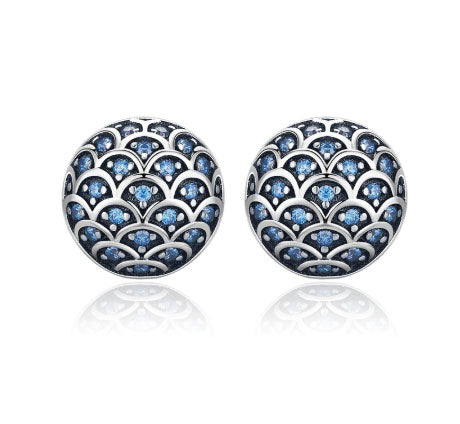 Sterling Silver Blue Ocean Stud Hypoallergenic Earrings