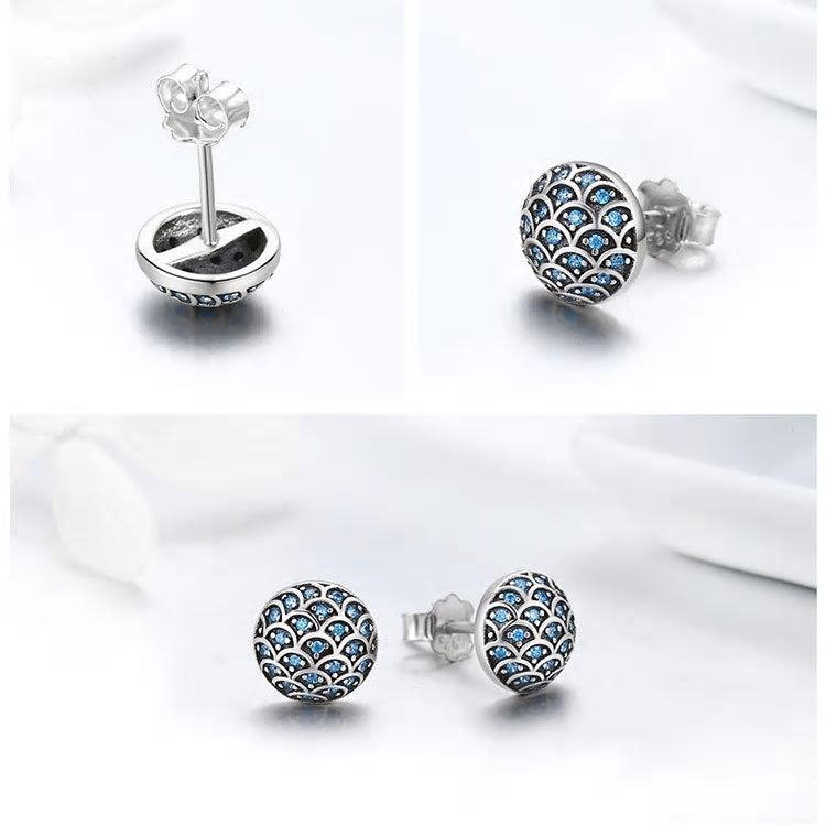 Sterling Silver Blue Ocean Stud Hypoallergenic Earrings