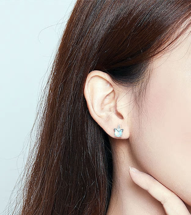 Sterling Silver Opal Unicorn Stud Hypoallergenic Earrings