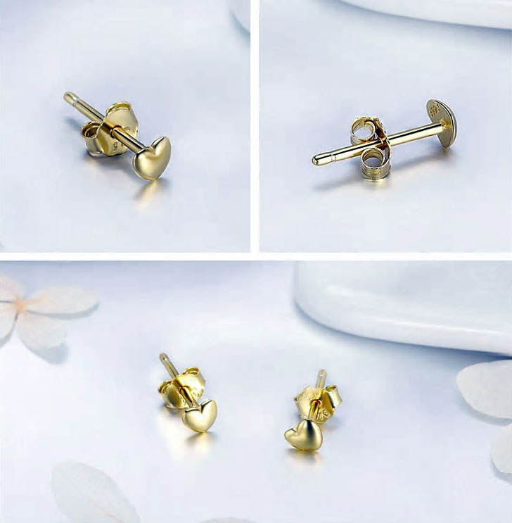 Sterling Silver Heart Stud Hypoallergenic Earrings