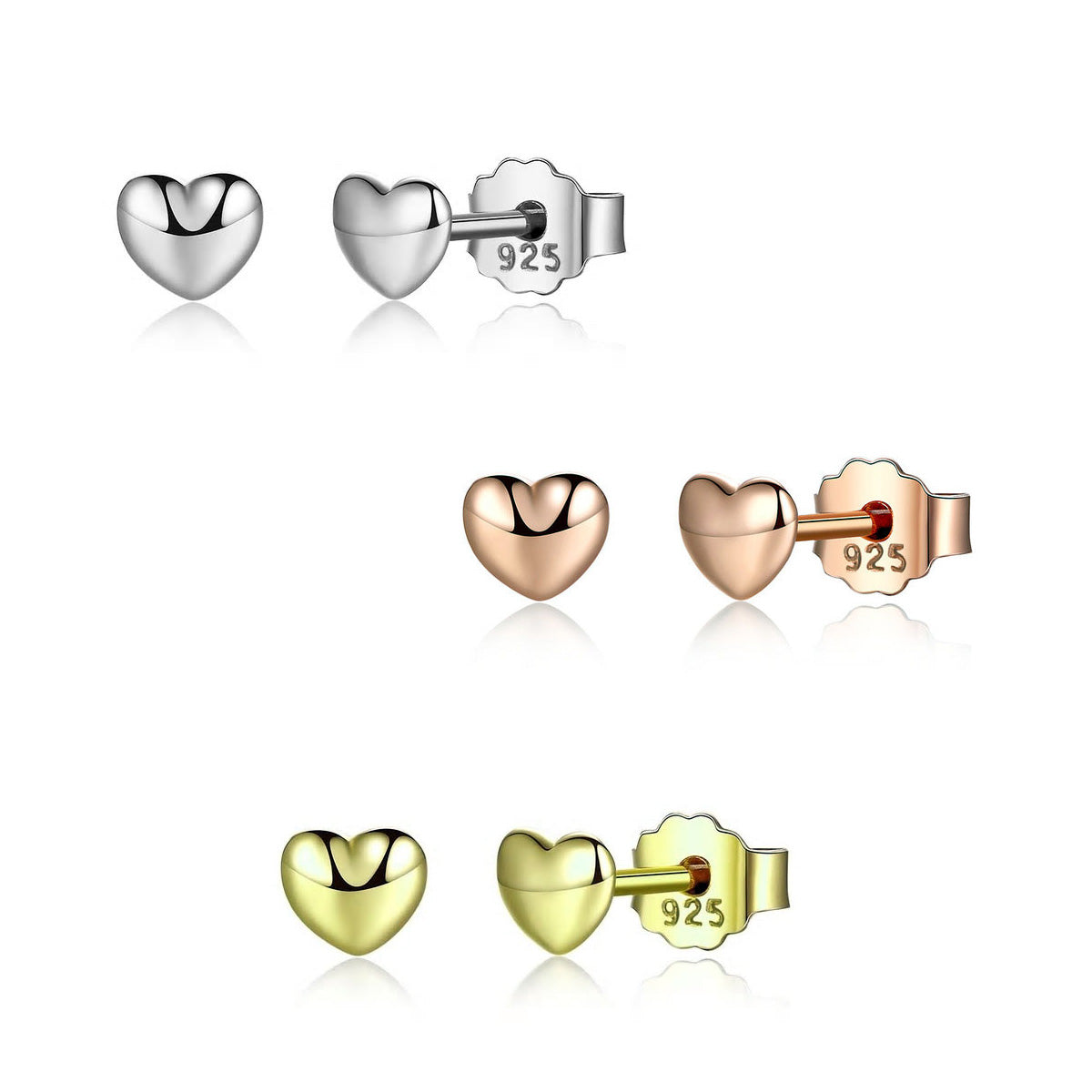 Sterling Silver Heart Stud Hypoallergenic Earrings