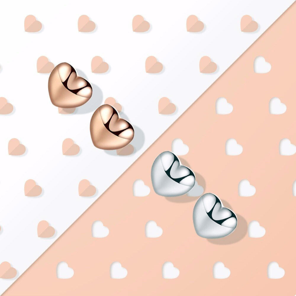 Sterling Silver Heart Stud Hypoallergenic Earrings