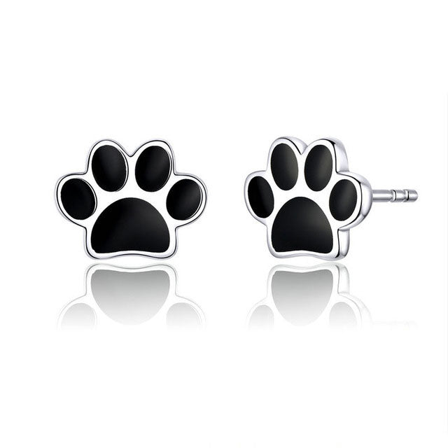 Sterling Silver Pet Paw Stud Hypoallergenic Earrings