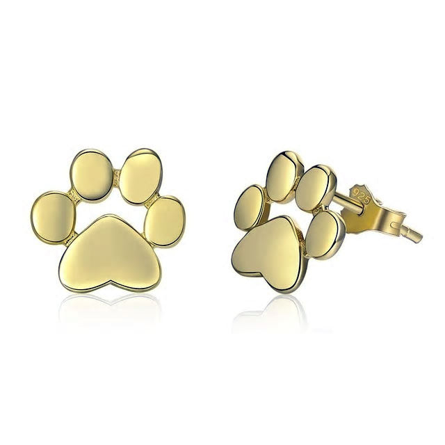 Sterling Silver Pet Paw Stud Hypoallergenic Earrings