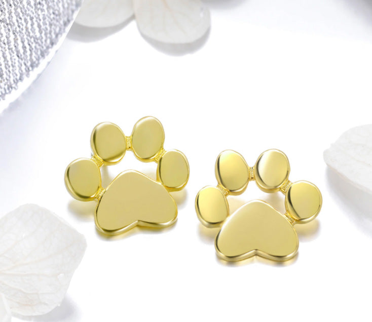 Sterling Silver Pet Paw Stud Hypoallergenic Earrings