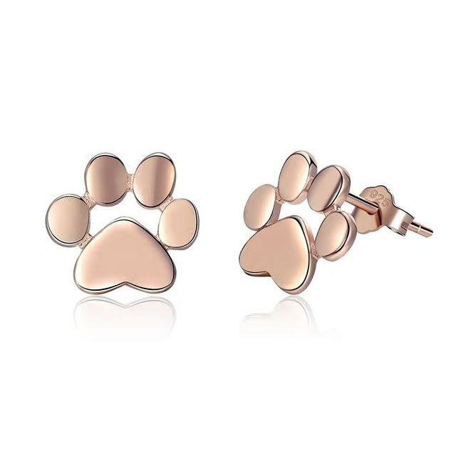 Sterling Silver Pet Paw Stud Hypoallergenic Earrings