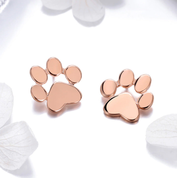 Sterling Silver Pet Paw Stud Hypoallergenic Earrings