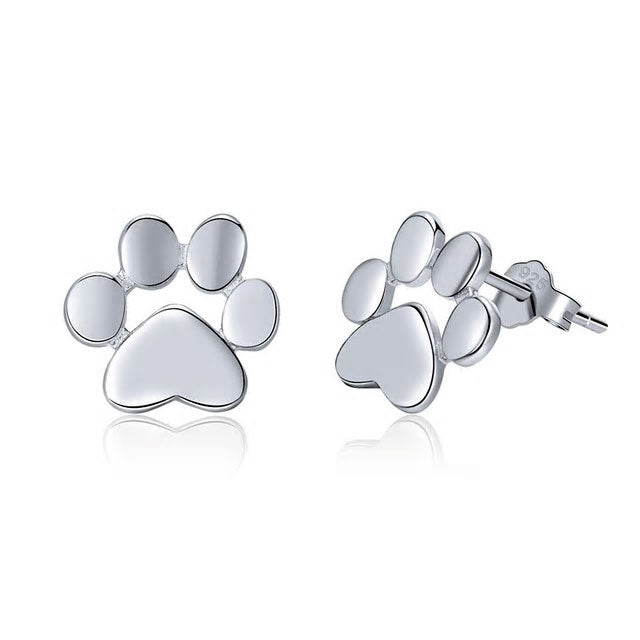 Sterling Silver Pet Paw Stud Hypoallergenic Earrings