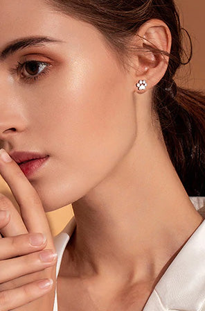 Sterling Silver Pet Paw Stud Hypoallergenic Earrings