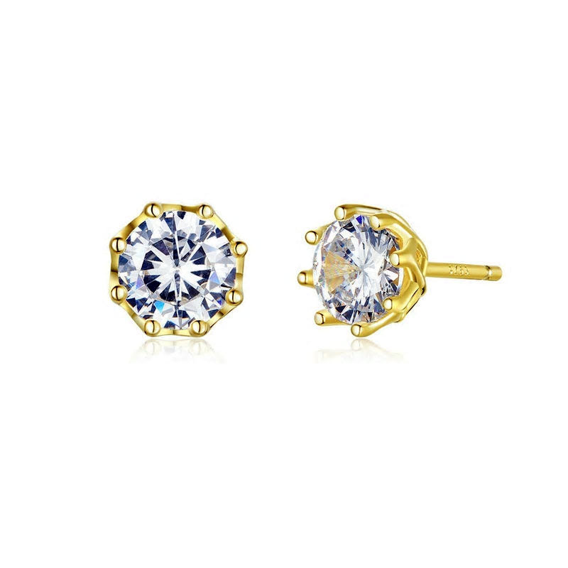 Sterling Silver Clear Cubic Zirconia Stud Hypoallergenic Earrings