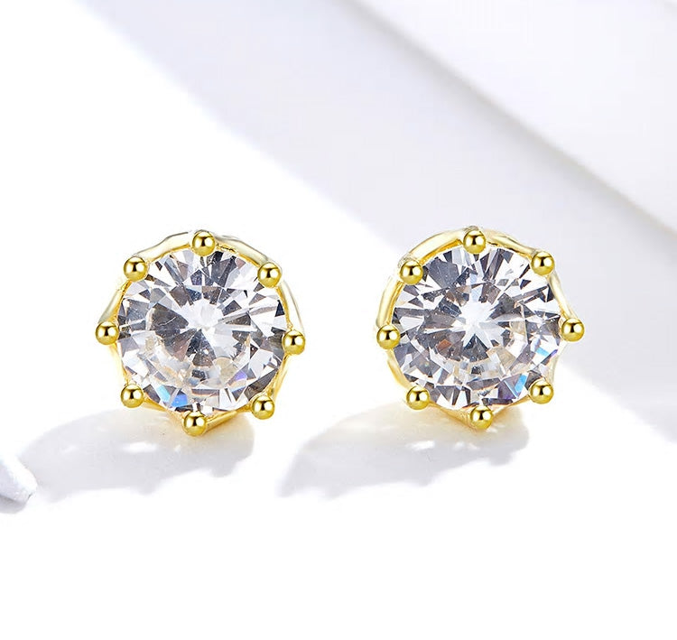 Sterling Silver Clear Cubic Zirconia Stud Hypoallergenic Earrings