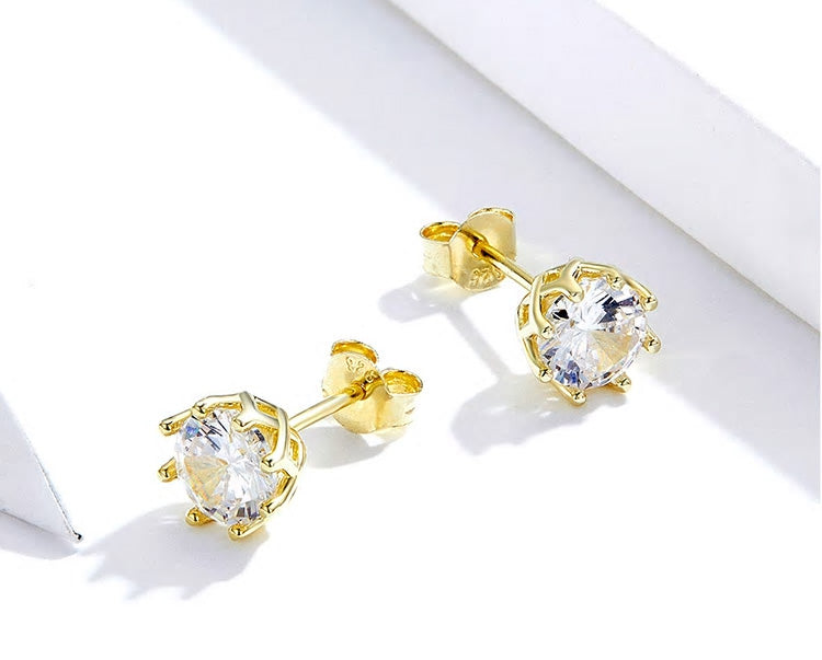 Sterling Silver Clear Cubic Zirconia Stud Hypoallergenic Earrings