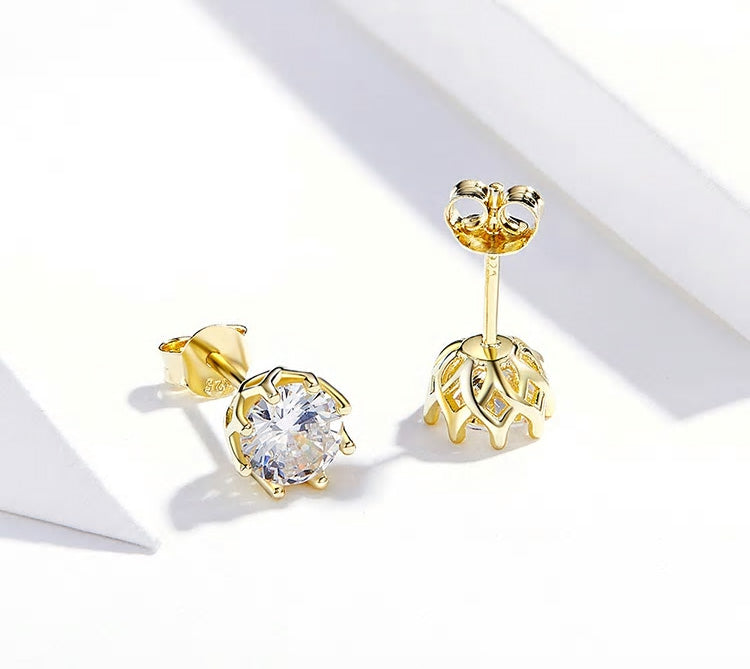 Sterling Silver Clear Cubic Zirconia Stud Hypoallergenic Earrings