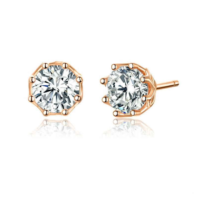 Sterling Silver Clear Cubic Zirconia Stud Hypoallergenic Earrings