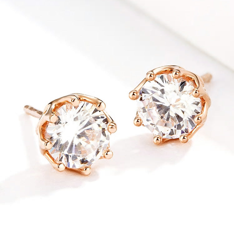 Sterling Silver Clear Cubic Zirconia Stud Hypoallergenic Earrings