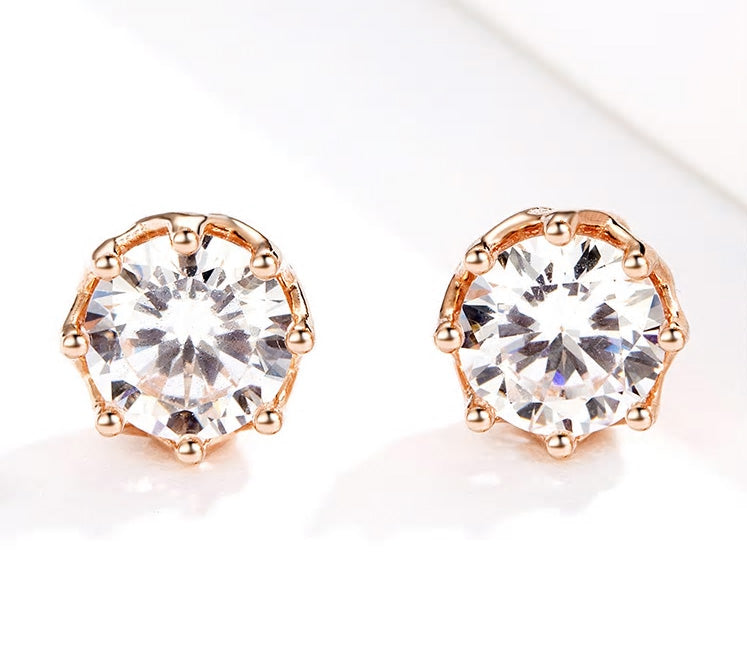Sterling Silver Clear Cubic Zirconia Stud Hypoallergenic Earrings