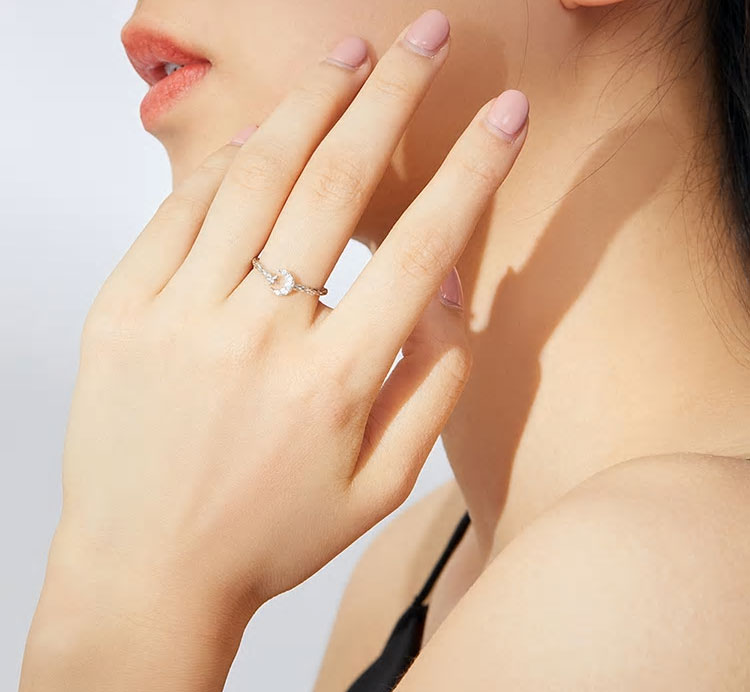 Sterling Silver Moon & Star Adjustable Hypoallergenic Ring