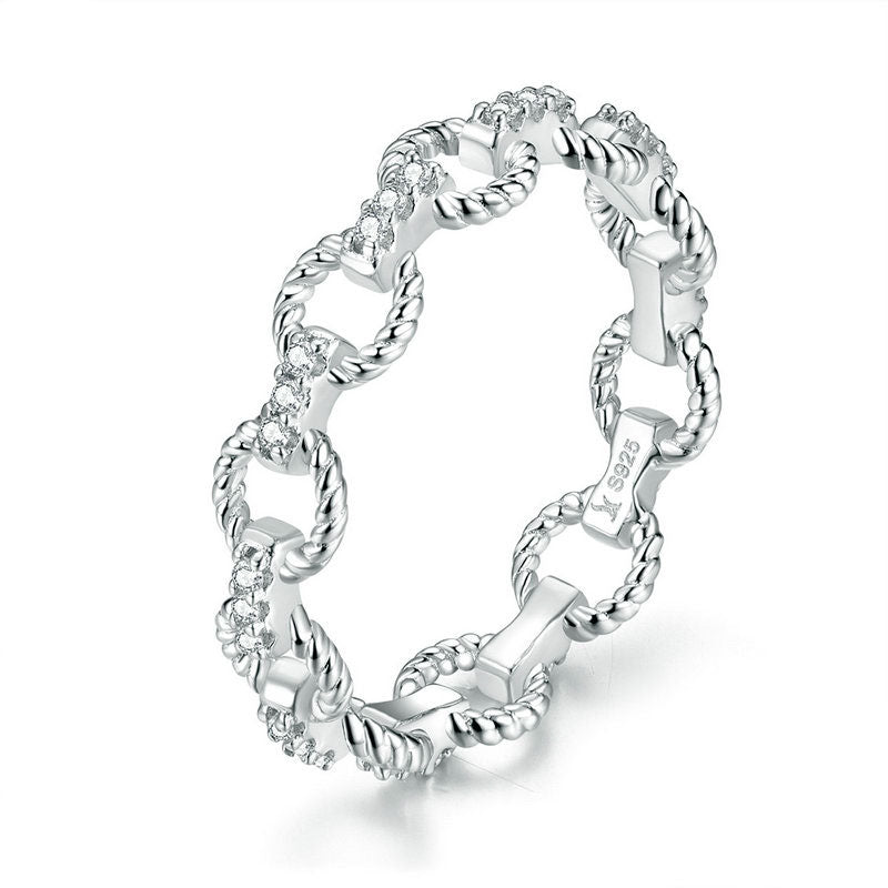 Sterling Silver Simple Chain Hypoallergenic Ring