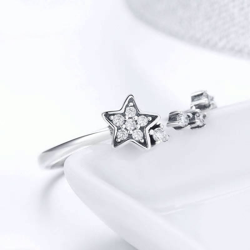 Sterling Silver Sparkling Secret Of Stars Adjustable Hypoallergenic Ring