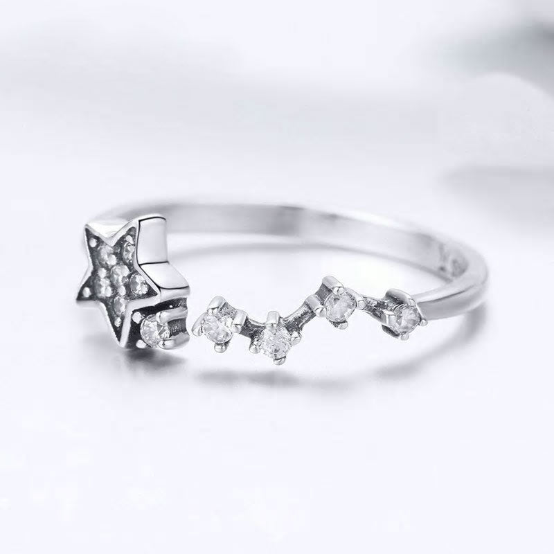 Sterling Silver Sparkling Secret Of Stars Adjustable Hypoallergenic Ring