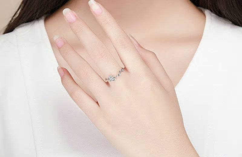 Sterling Silver Sparkling Secret Of Stars Adjustable Hypoallergenic Ring